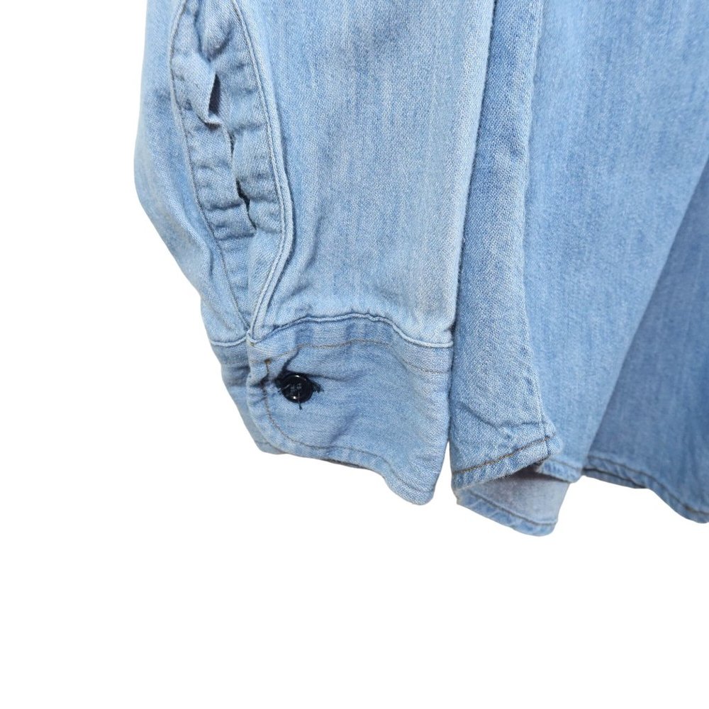 LEVI'S Mens Size L Light Blue Wash Denim Western Style Button Up Shirt - Picture 4 of 5
